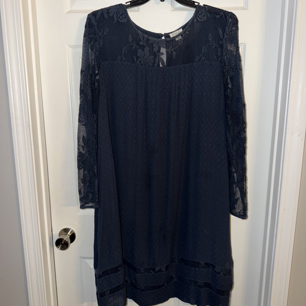 Sundance Navy Blue Lined Dress Size XXL Cottagecore Feminine Workwear